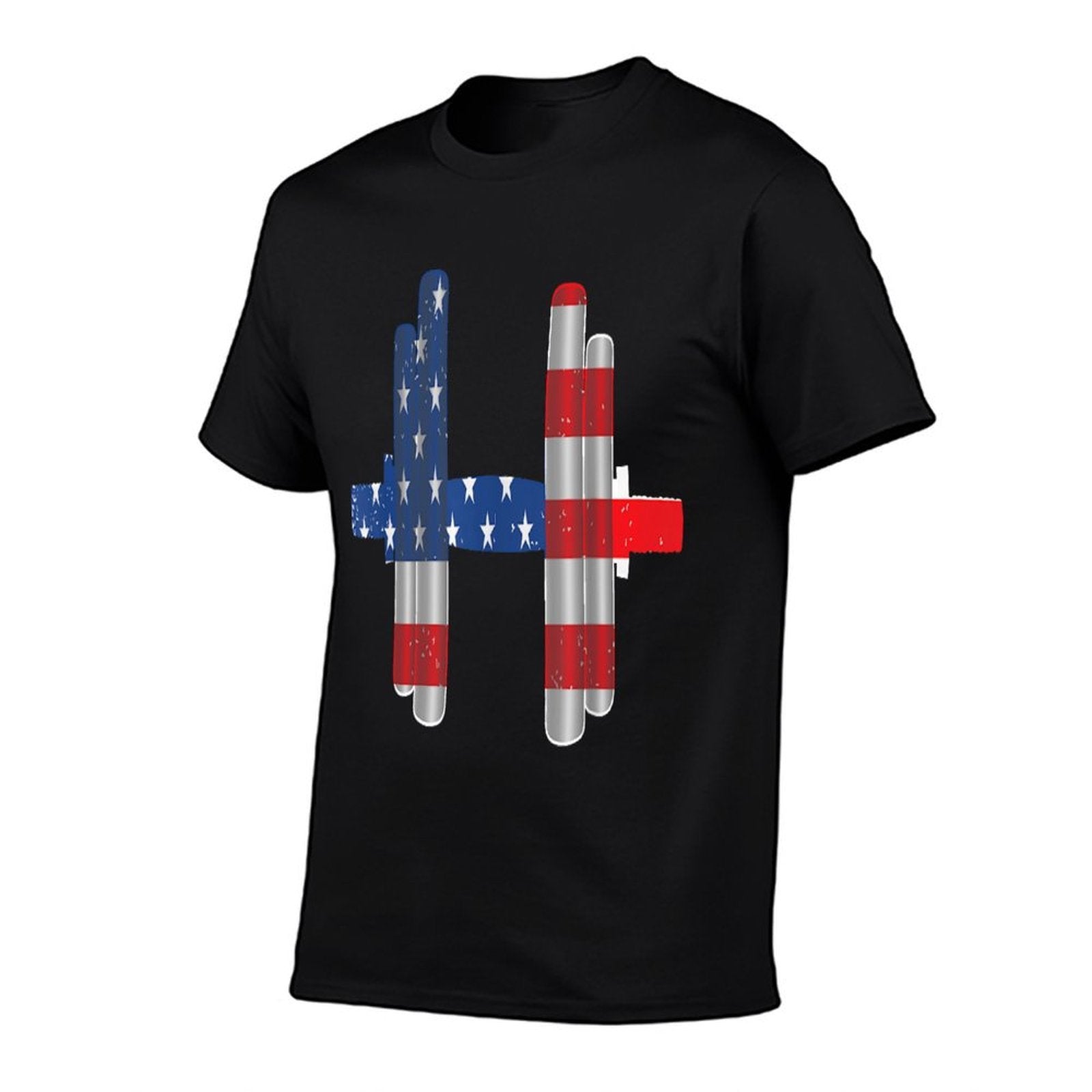 4th Of July Weightlifting Dumbbell Vintage American  Stretchy T-Shirt