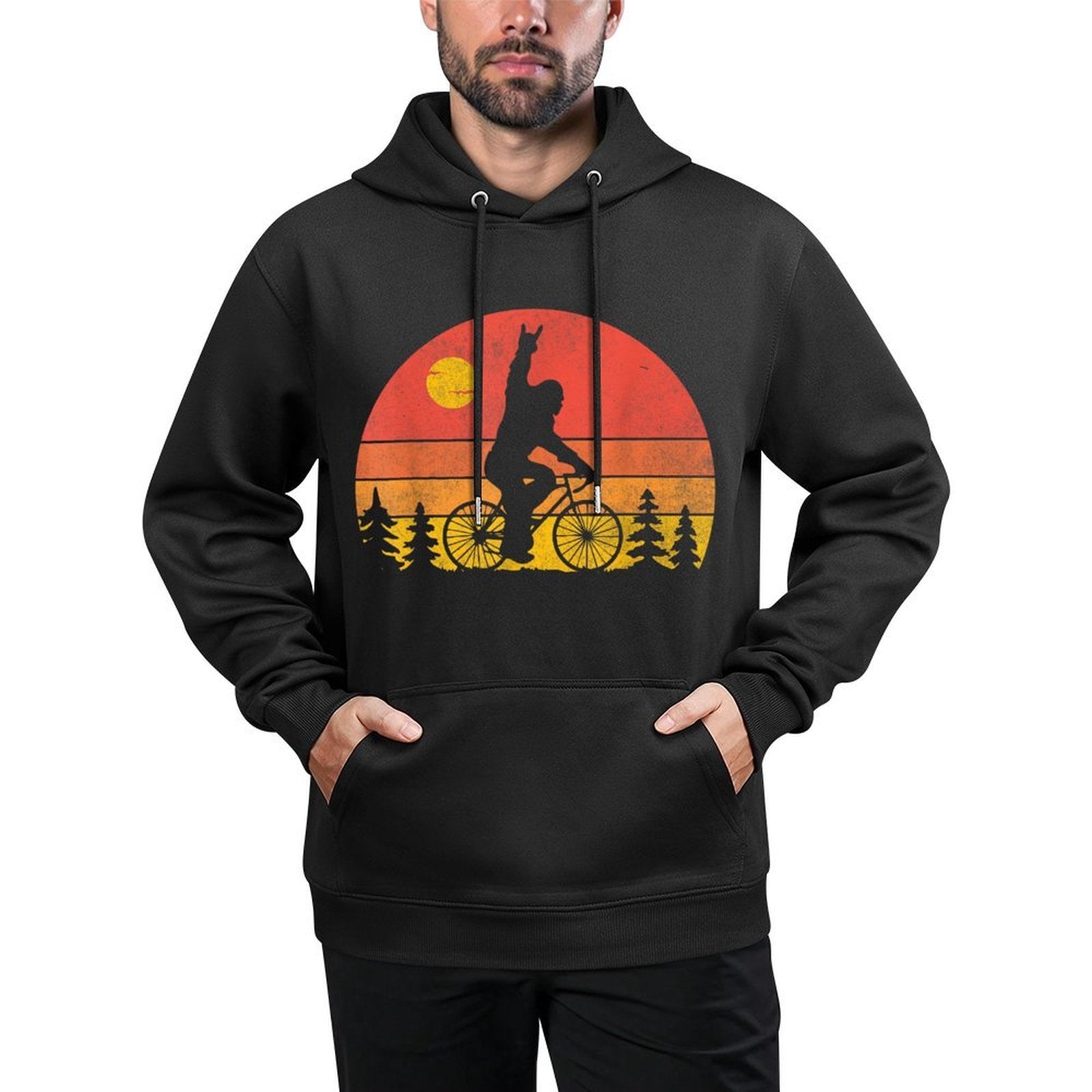 Bigfoot Mountain Bike Funny MTB Biking Cycling Sasquatch Men Durable Construction Hoodie