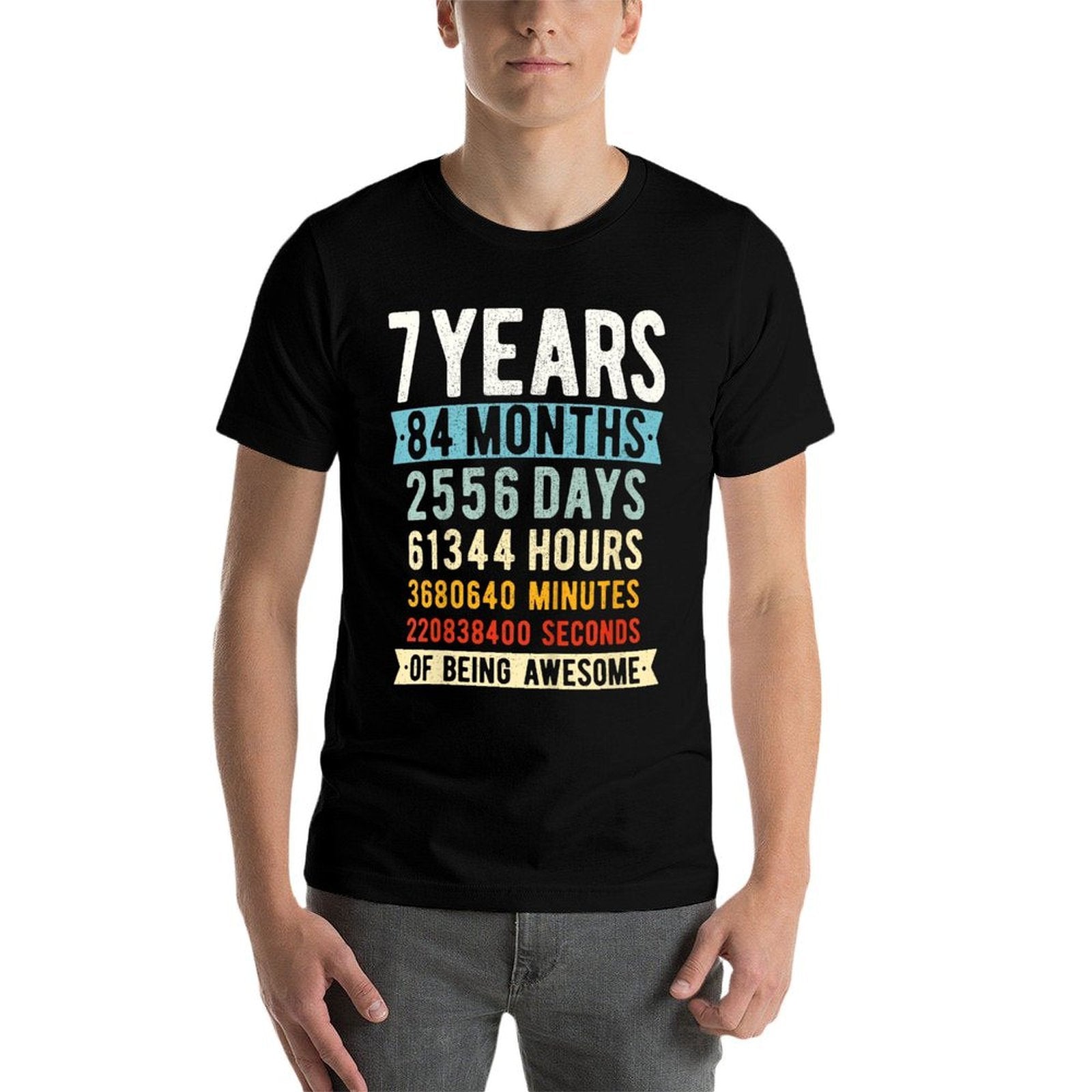 7th Birthday 7 Years Old Vintage Retro 84 Months  Graphic-printed T-Shirt