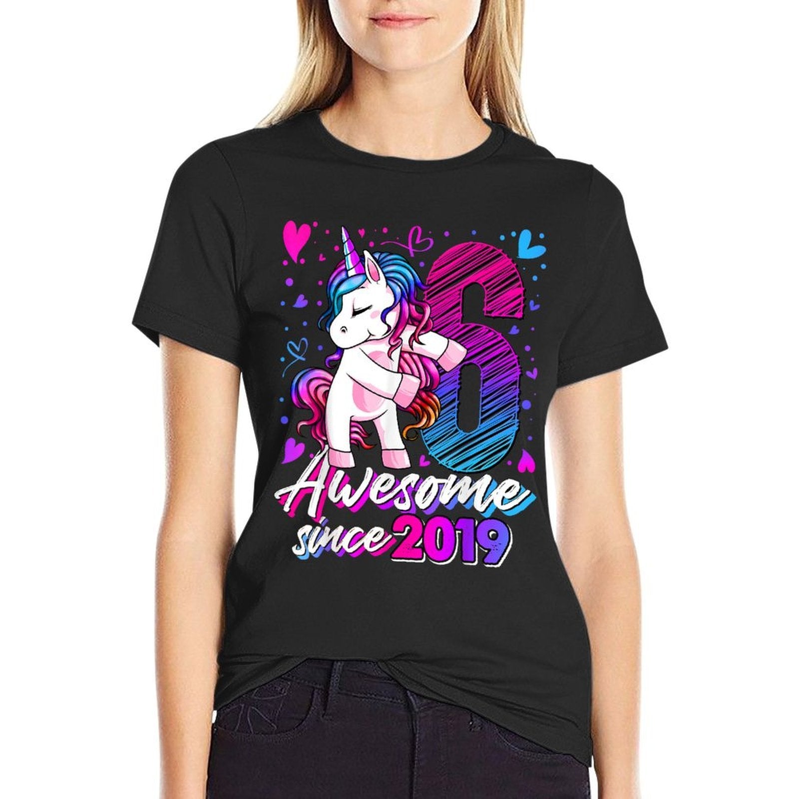 6 Year Old Unicorn Gifts For Girls 6th Birthday Girl Party  Fade-proof Color T-Shirt