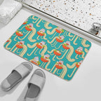 Plates of Noodles And Funny Cats.  Slip-Resistant Bath Mat