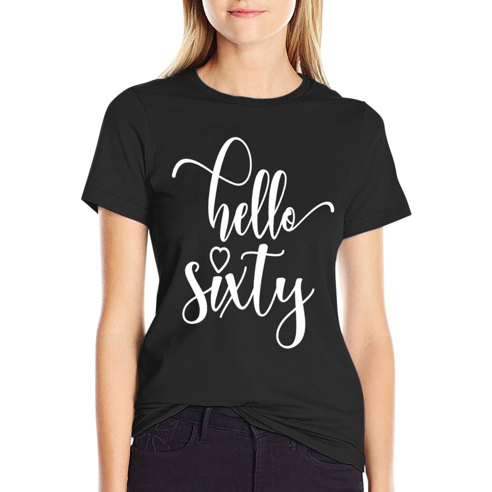60th Birthday, For Women, Hello Sixty, 60 Years Old, Cute Sweatshirt  Heathered Texture T-Shirt