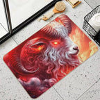 Giant Animal Flaming Ram God Confronted Warrior Fiery Realm  Anti-Trip Bath Mat
