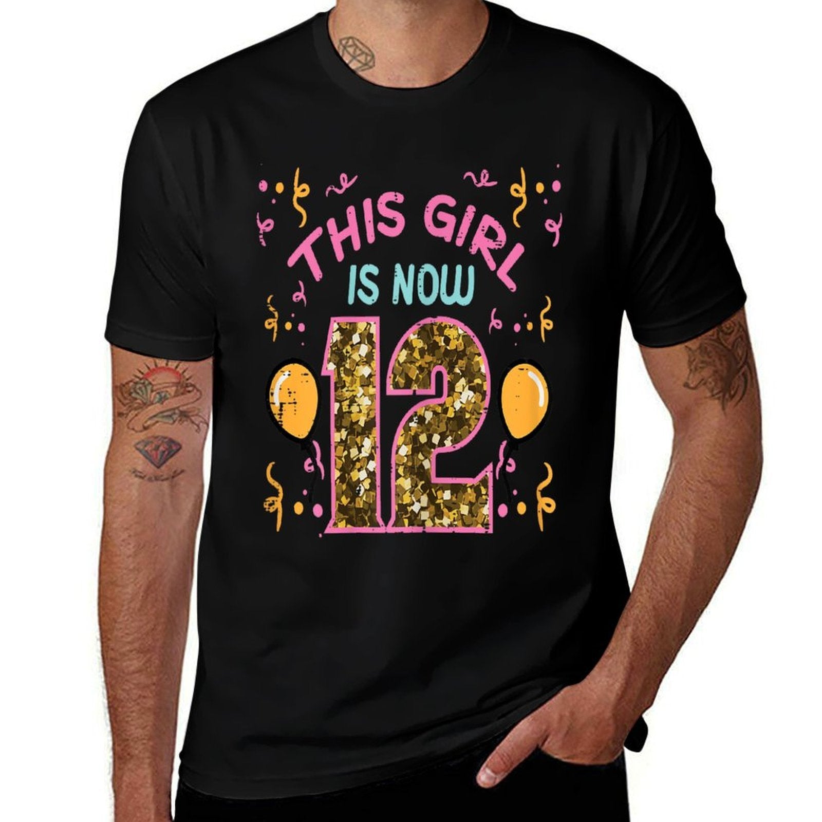 12th Birthday This Girl Is Now 12 Twelve Year Old Bday Girls  Oversized Silhouette T-Shirt