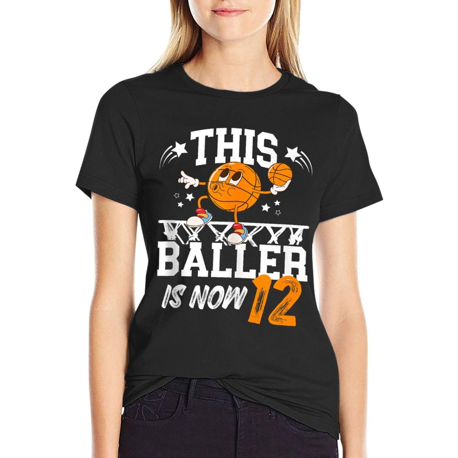 12th Basketball Birthday Twelve Year Old Basketball Player  Oversized Silhouette T-Shirt