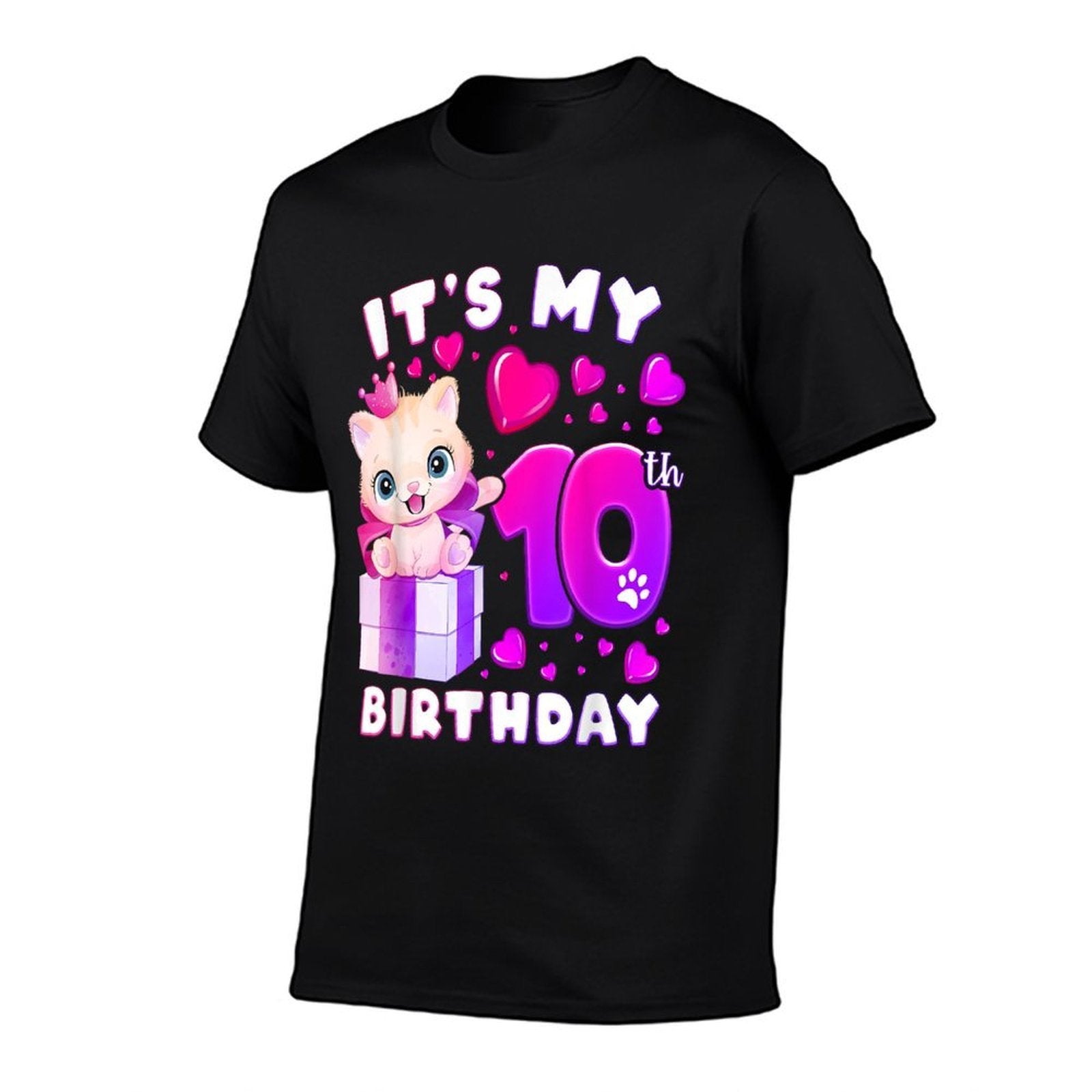 10th Birthday, Girl 10 Year, Cat, Number 10  Versatile T-Shirt