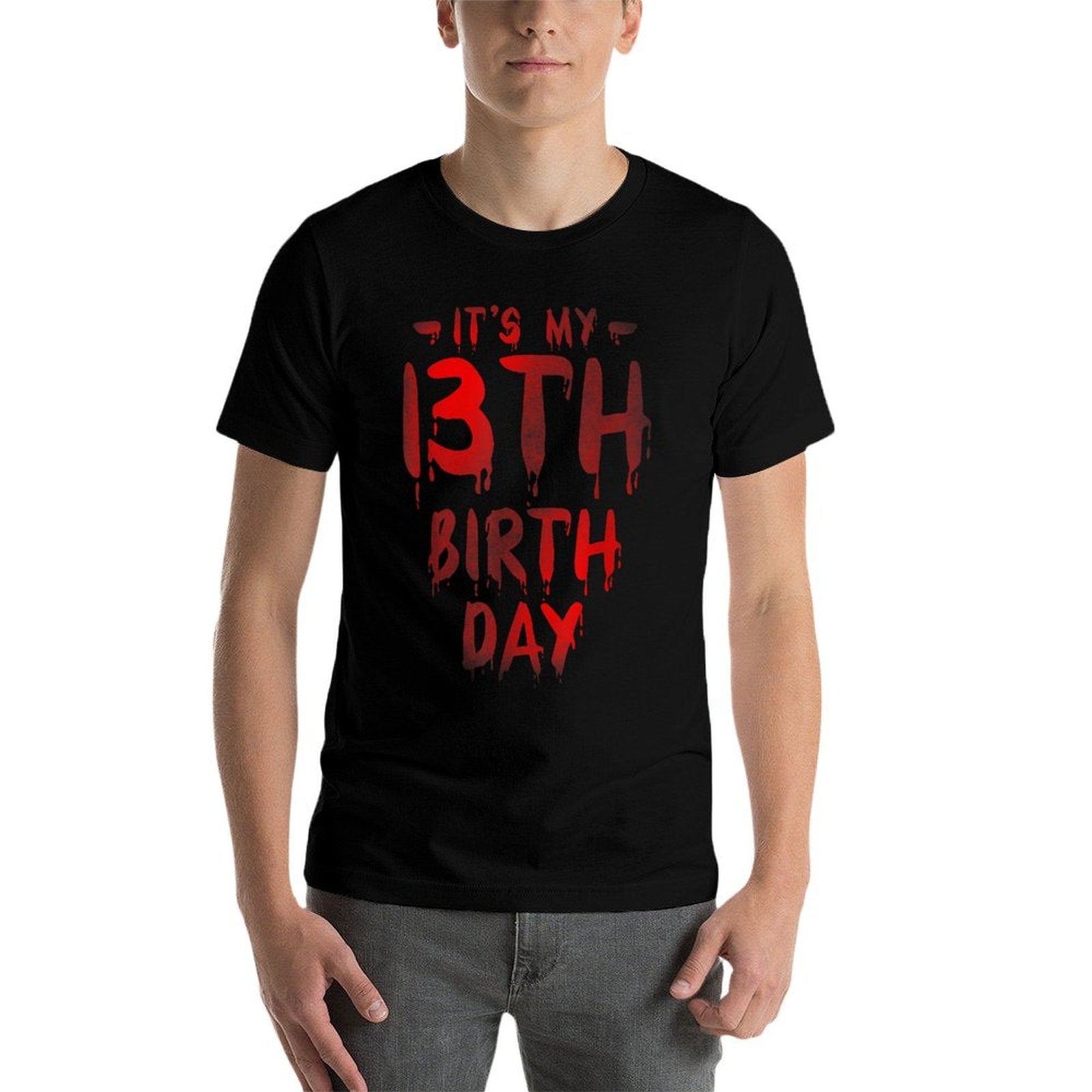 13 Year Oldnager Bday Funny Quote for Horror Movie Lover  Ribbed Collar T-Shirt