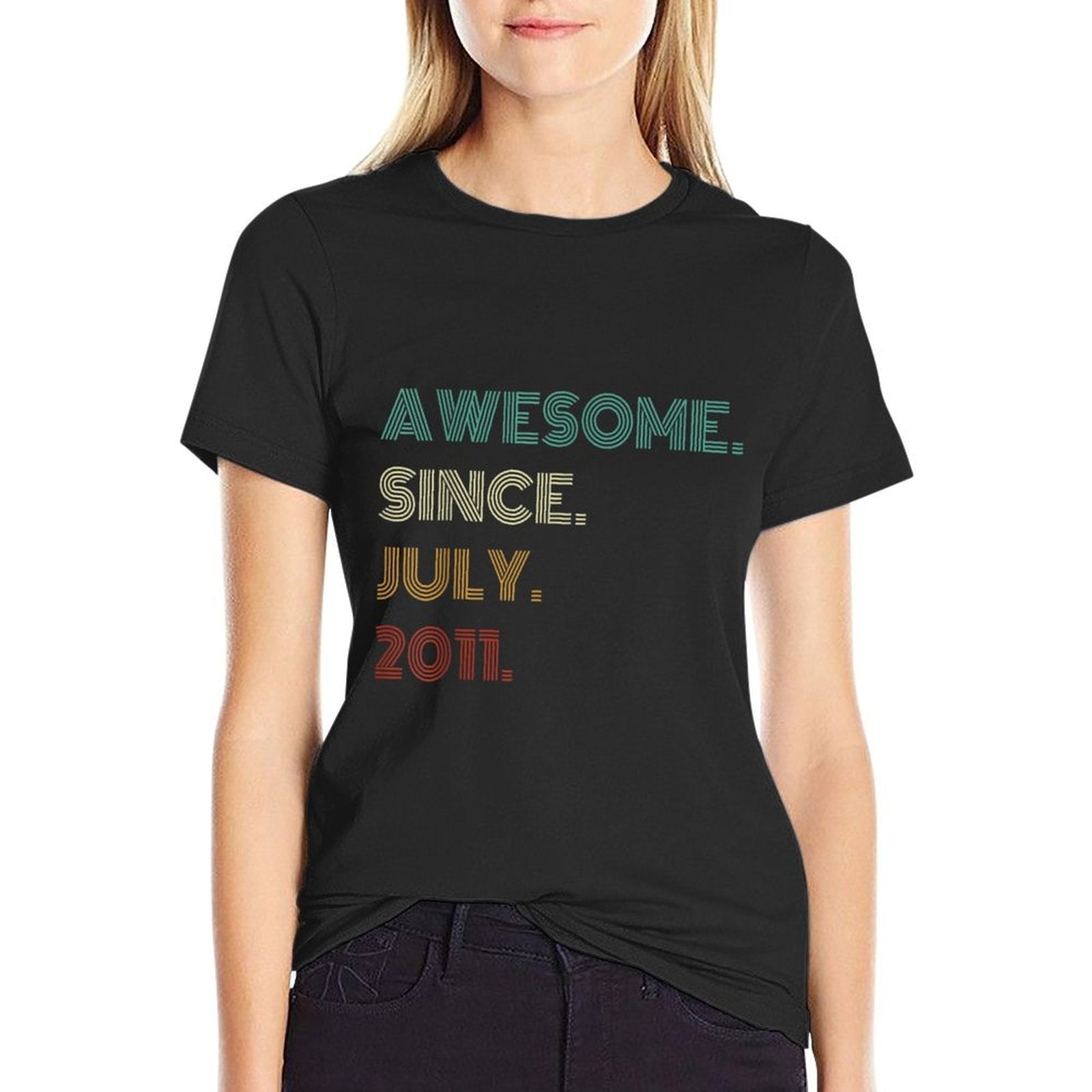 14 Years Old Awesome Since July 2011 14th Birthday  Summer-ready Fabric T-Shirt