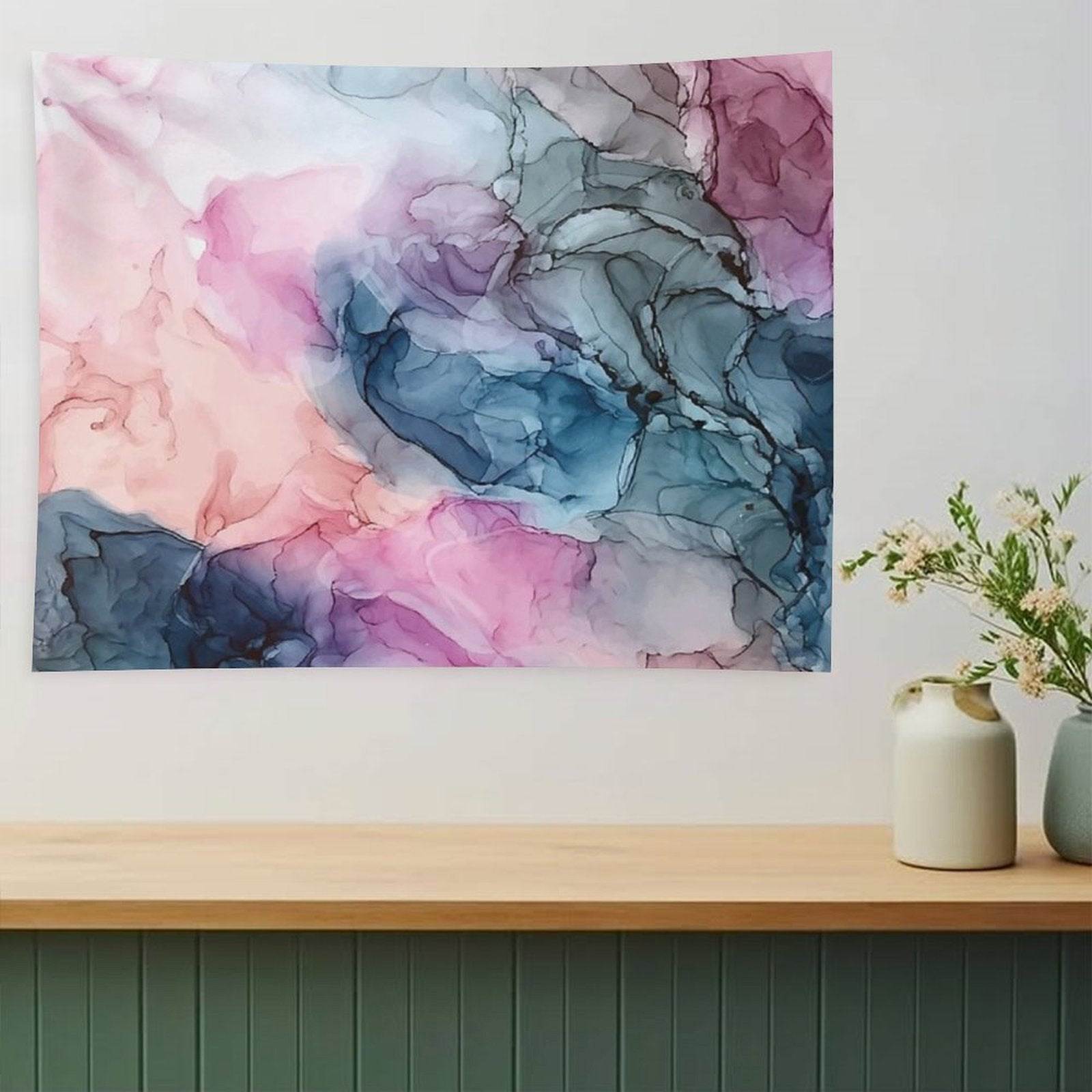Heavenly Pastels 1 Original Abstract Ink Painting Tapestry