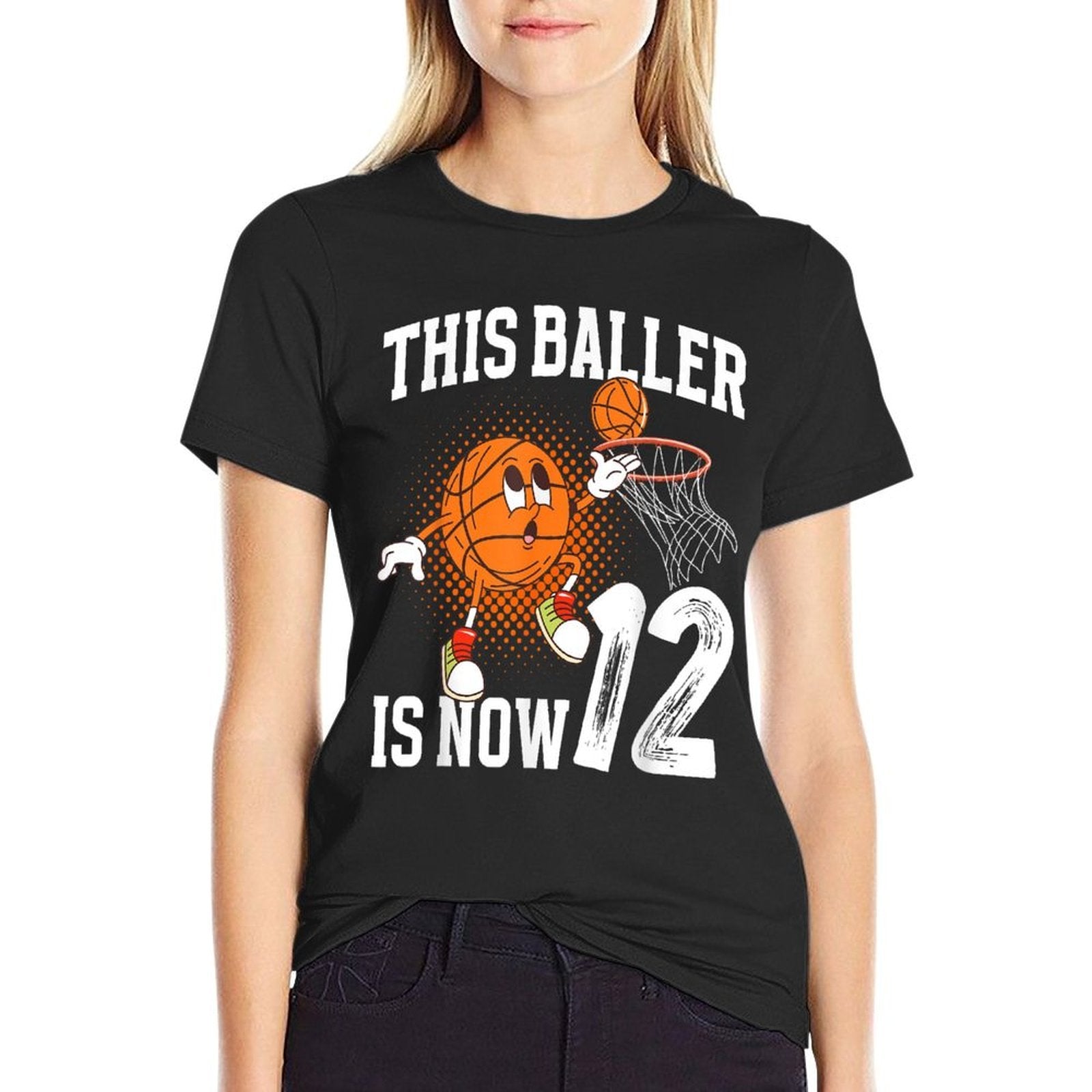 12th Basketball Birthday Twelve Year Old Basketball Player  Cotton T-Shirt