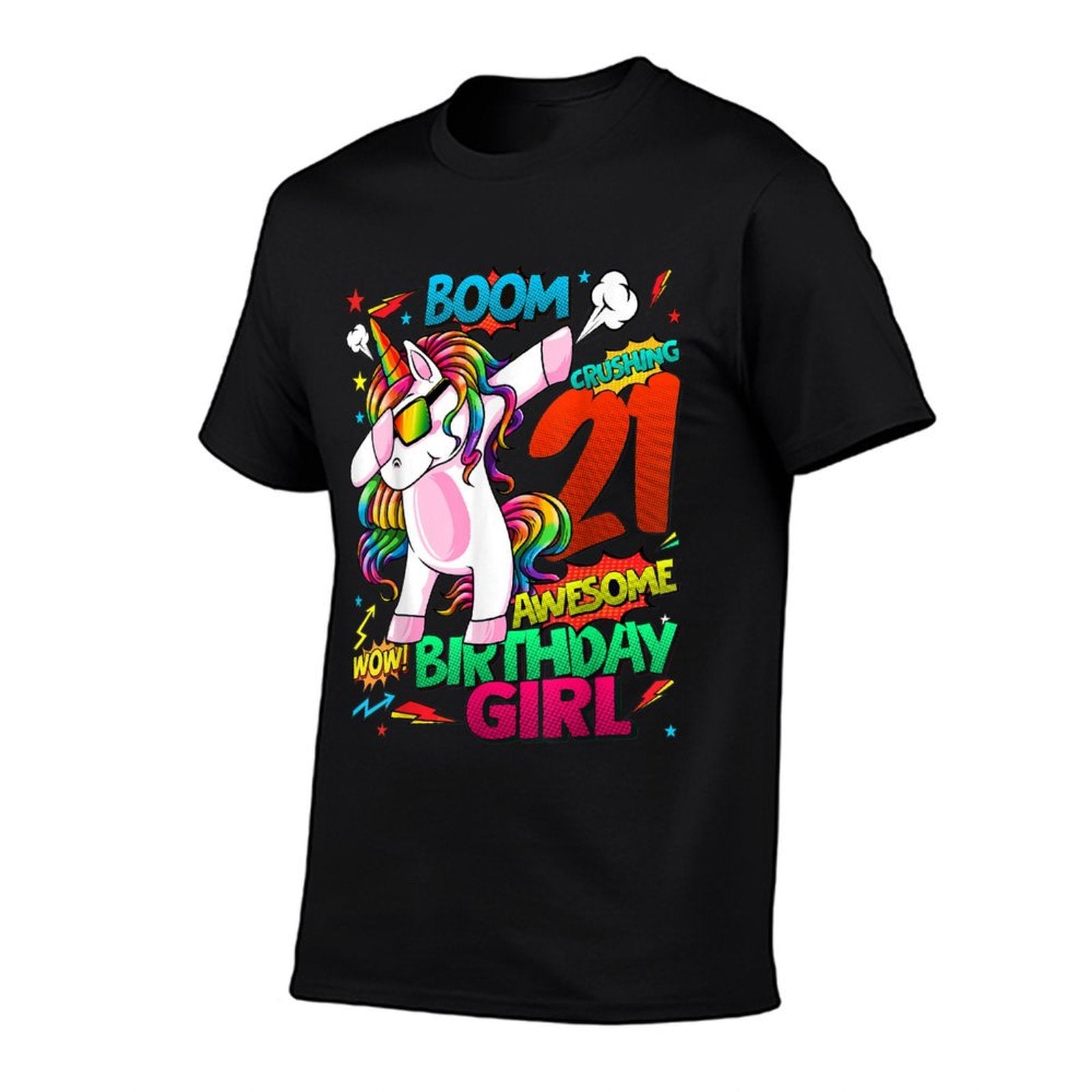 21 Years Old Birthday Comics Unicorn Dabbing 21st Birthday  Breathable T-Shirt