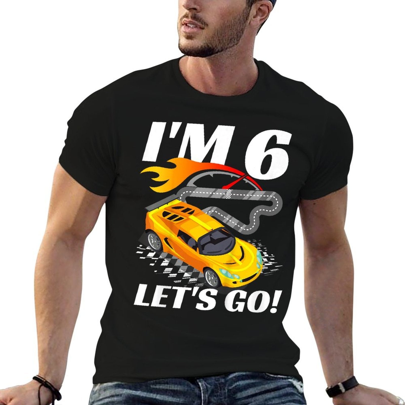 6 Year Old 6th Racing Racecar Birthday Party Boys Girls  Vintage-inspired T-Shirt
