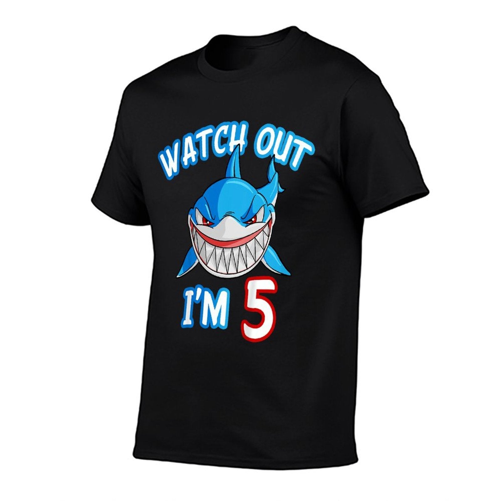 5 Yrs Old Boy Watch Out Shark SHIRT 5th Birthday  Cotton T-Shirt