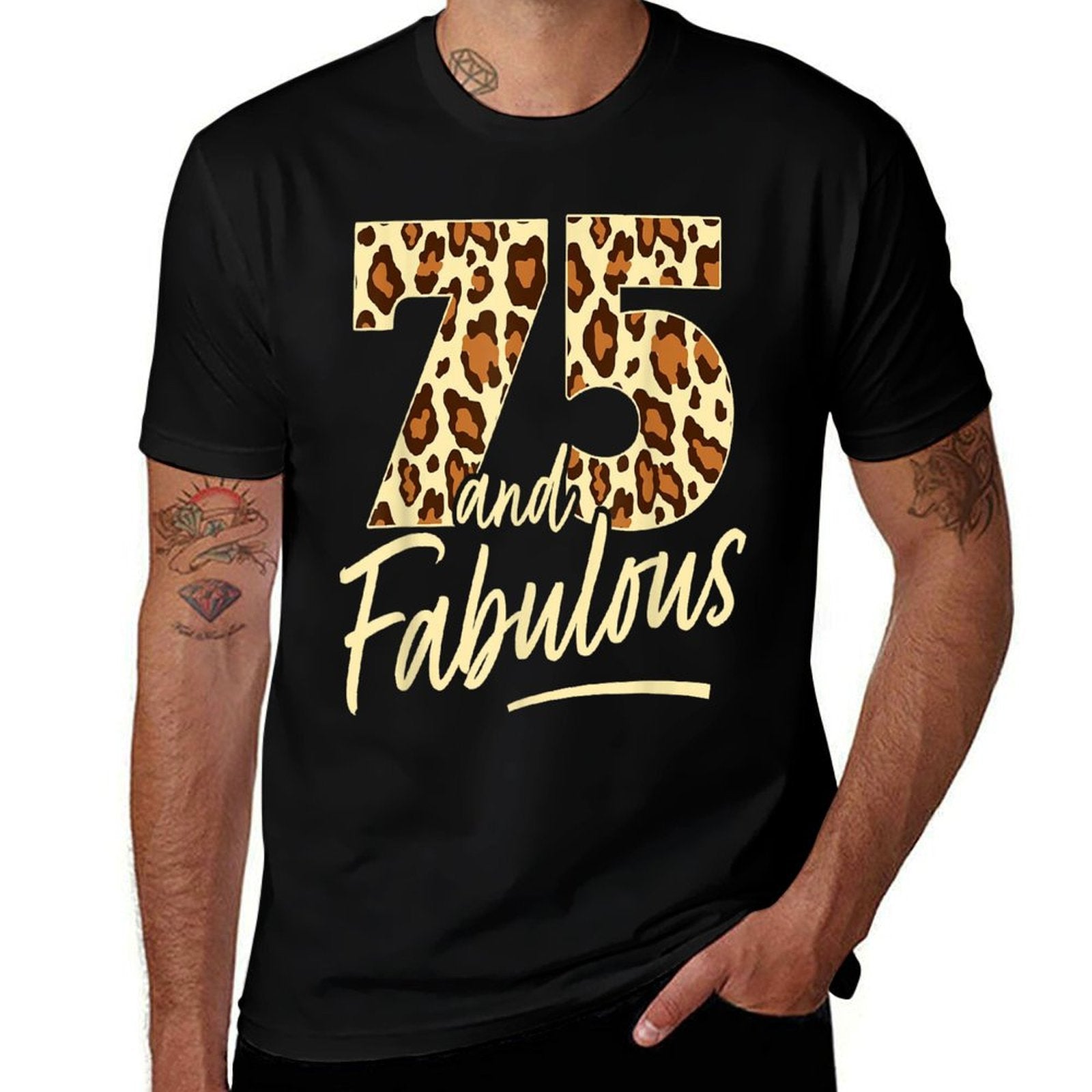 75 Year Woman Leopard Fabulous 75th Birthday  Polyester Blend T-Shirt