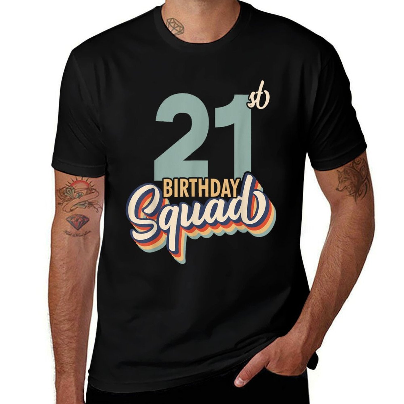 21st Birthday - Retro Birthday Squad  Wrinkle-resistant T-Shirt
