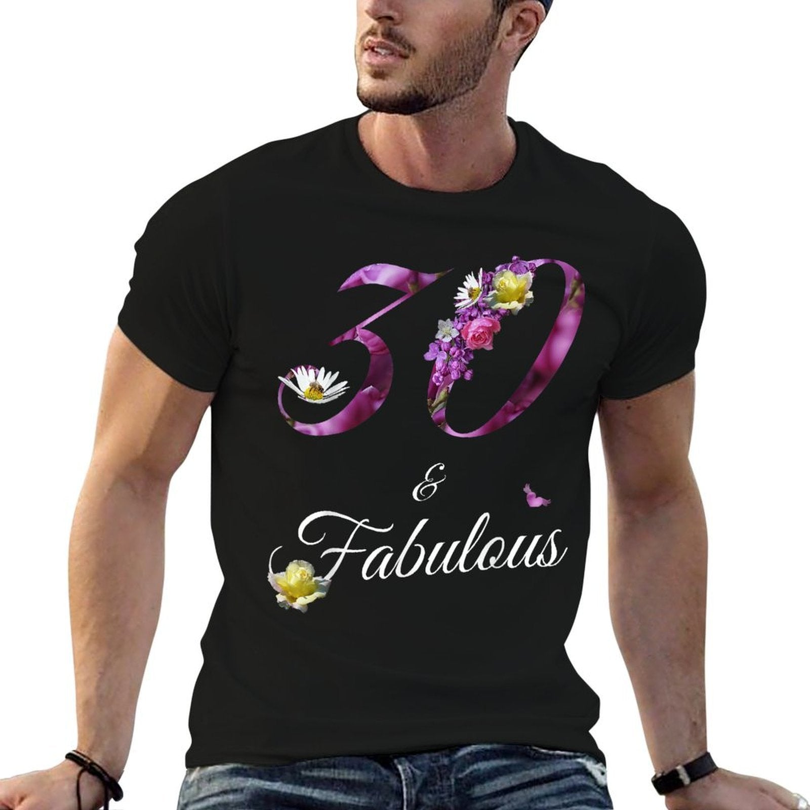 30 & Fabulous 30 Year Old Floral 1994 30th Birthday Gift  Easy-care T-Shirt