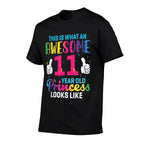 11 Years Old Princess Birthday Quote 11th B-day Kids Graphic  Oversized Silhouette T-Shirt