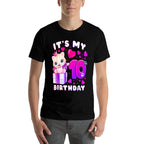 10th Birthday, Girl 10 Year, Cat, Number 10  Versatile T-Shirt