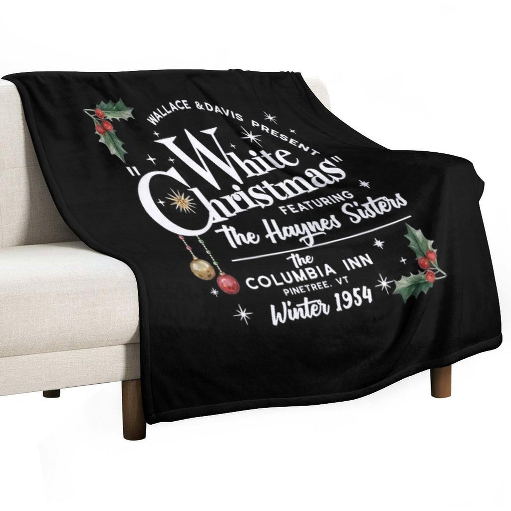 Vintage White Christmas Movie Machine-washable Throw Blanket