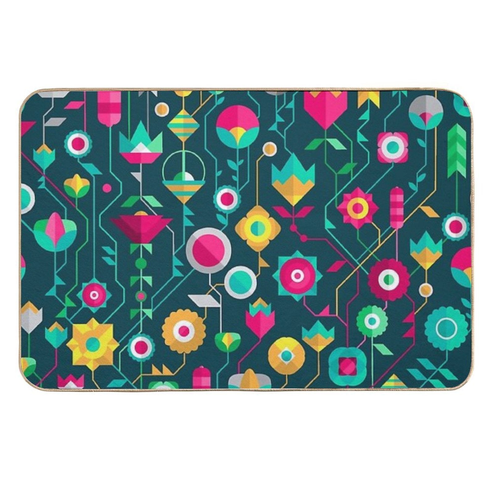 LL334  Geometric Floral I  Rapid-Drying Bath Mat