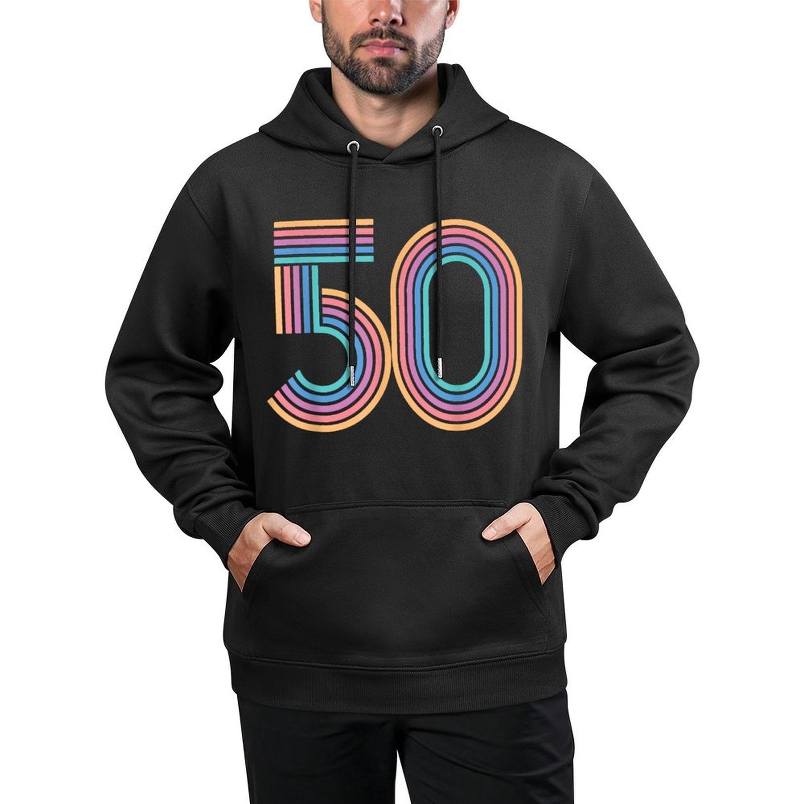 Number 50 Fifty 50th Anniversary Men Women 50th Birthday Breathable Fabric Hoodie