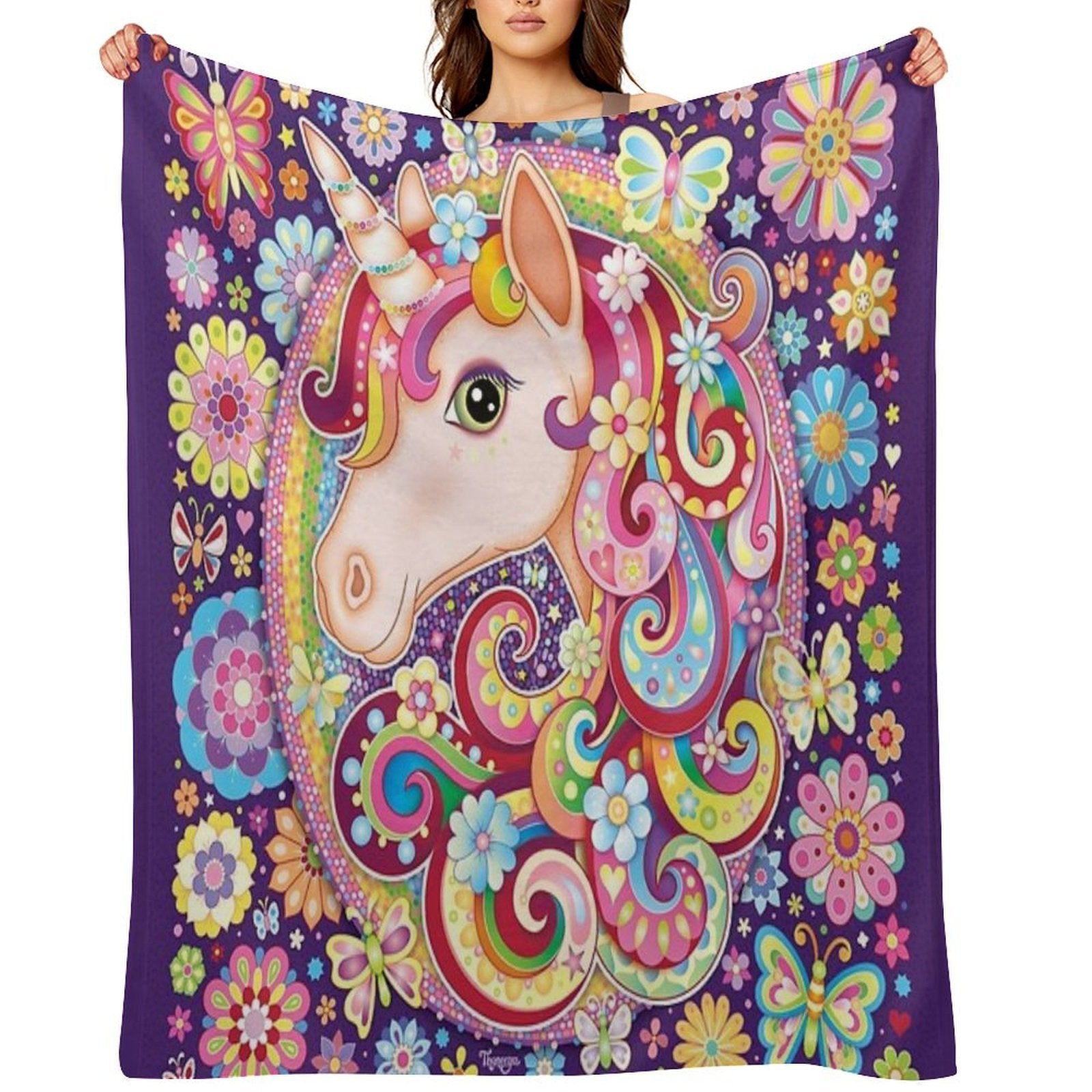 Unicorn Rainbow Art - Colorful Unicorn Art by Thaneeya McArdle Quick-dry Throw Blanket
