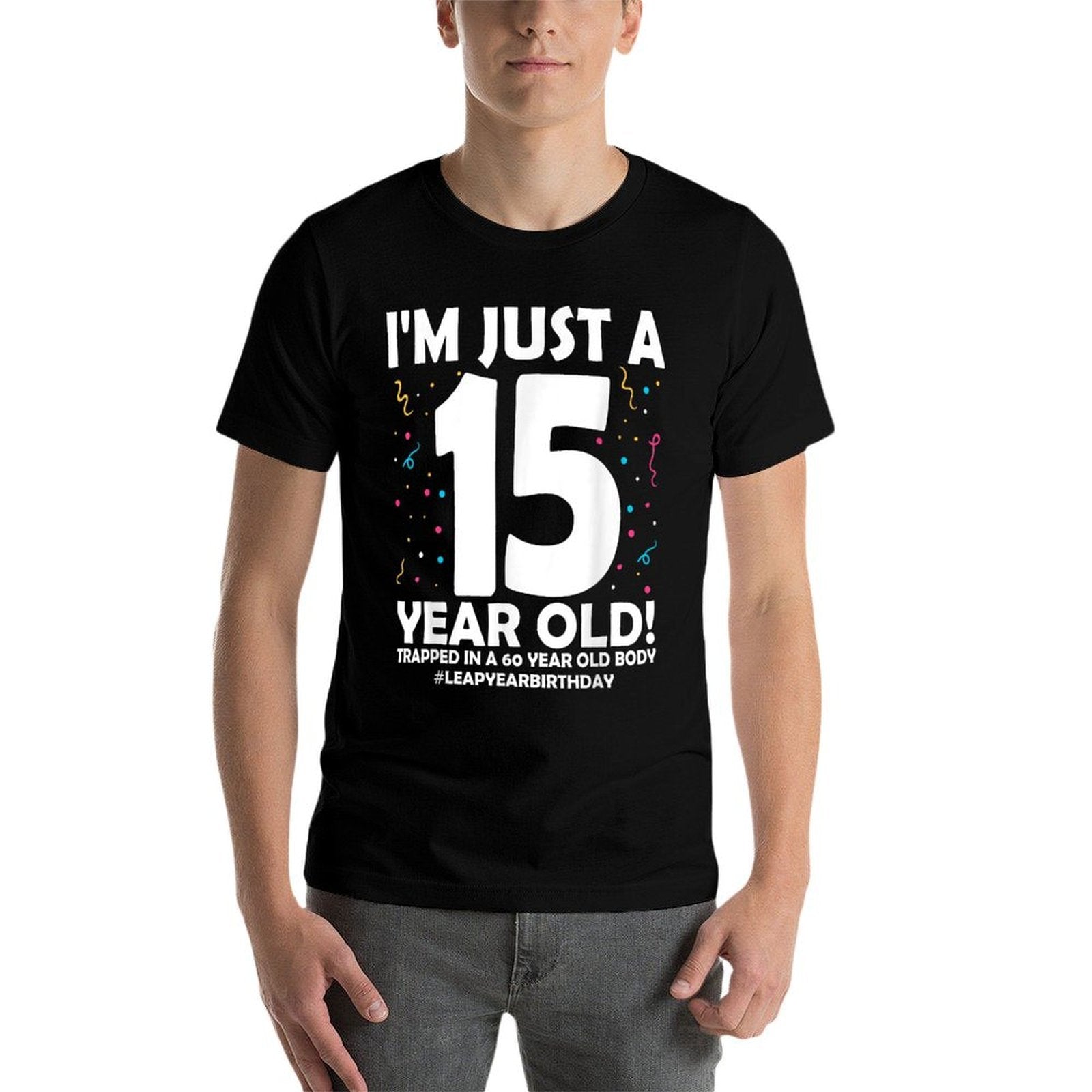60 Years Old Birthday Leap Year 15 Dad Mom 60th Birthday  Slim-fit Cut T-Shirt