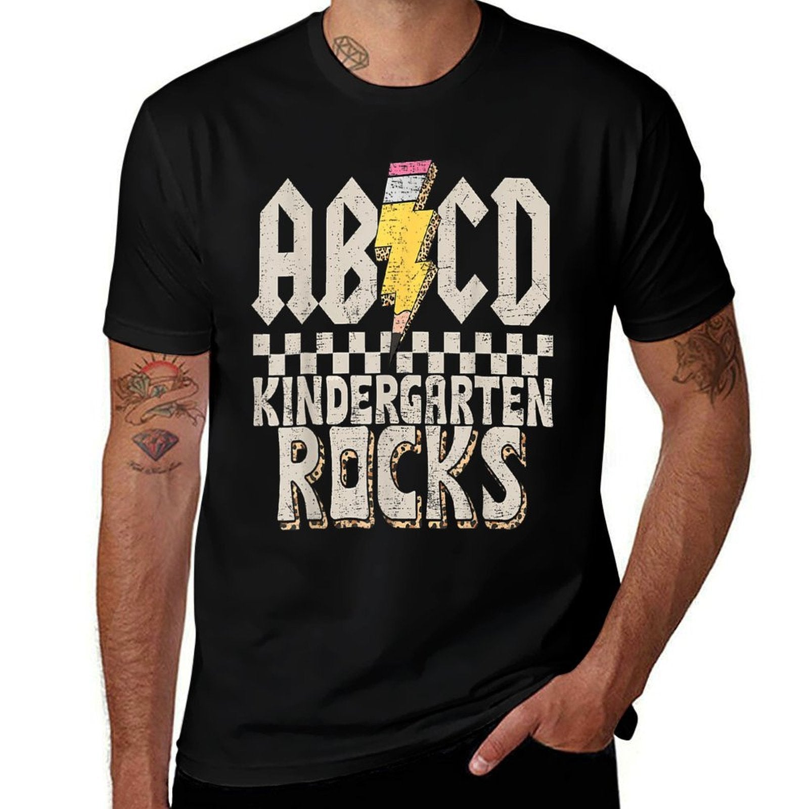 ABCD Kindergarten Rocks Back To School Kinder Teachers Kids  Heathered Texture T-Shirt