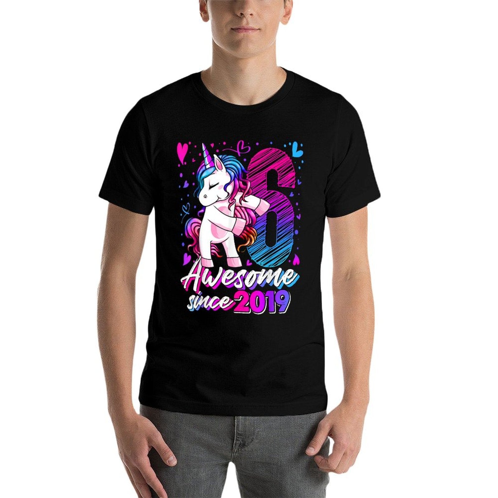 6 Year Old Unicorn Gifts For Girls 6th Birthday Girl Party  Fade-proof Color T-Shirt