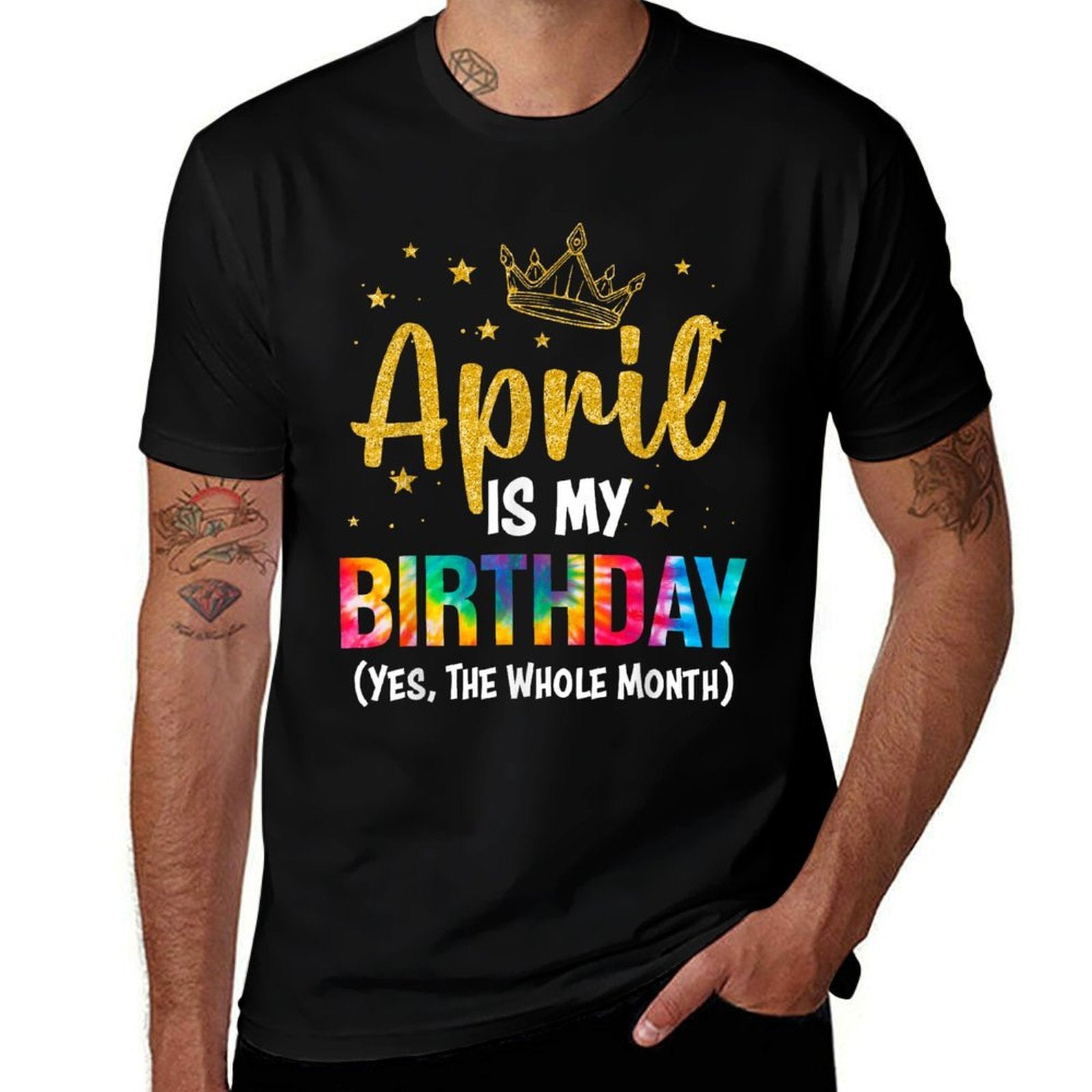 April Is My Birthday Yes The Whole Month Funny April Bday  Ribbed Collar T-Shirt