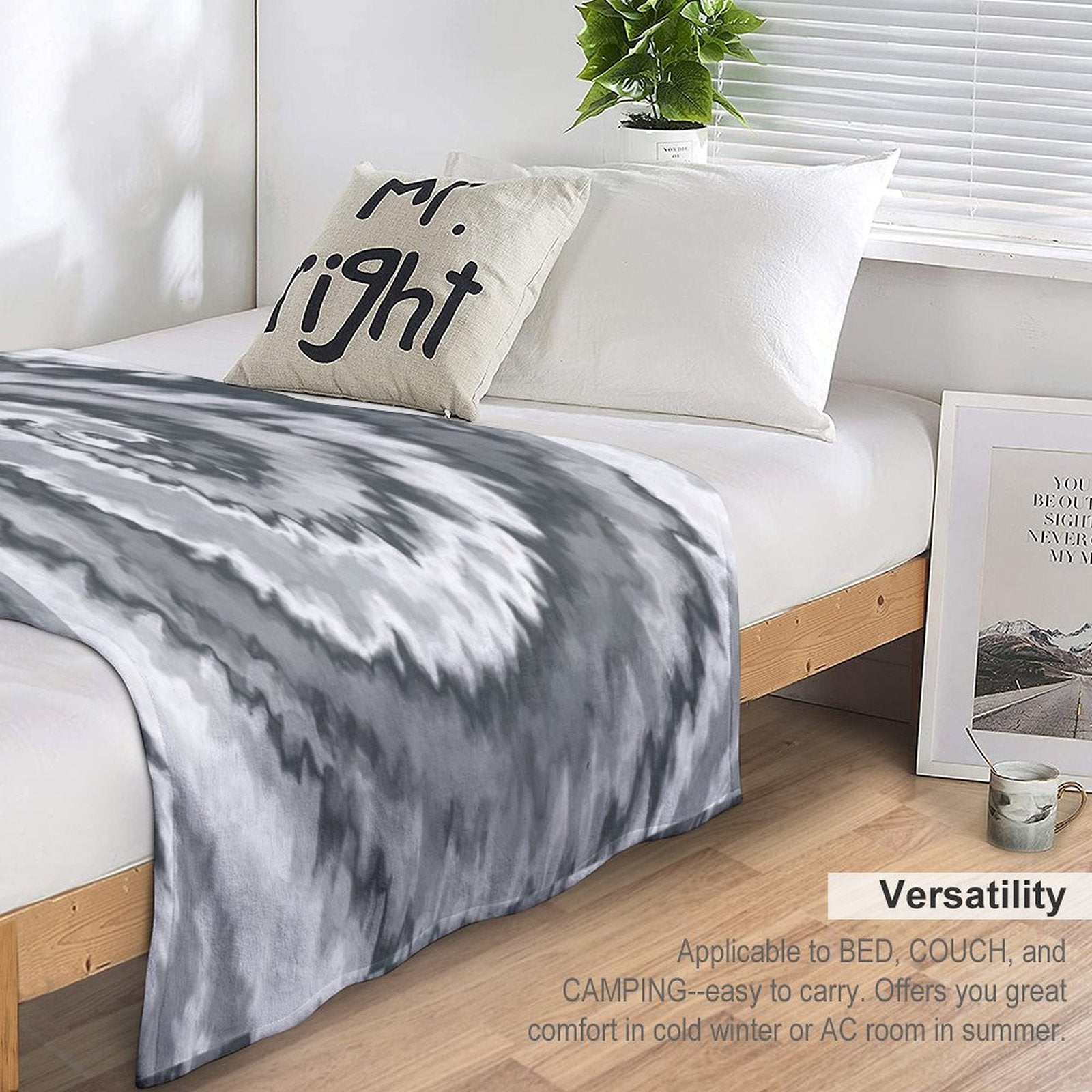 Colorful Swirl in Grey & White Shade Pattern 117 Lightweight Throw Blanket