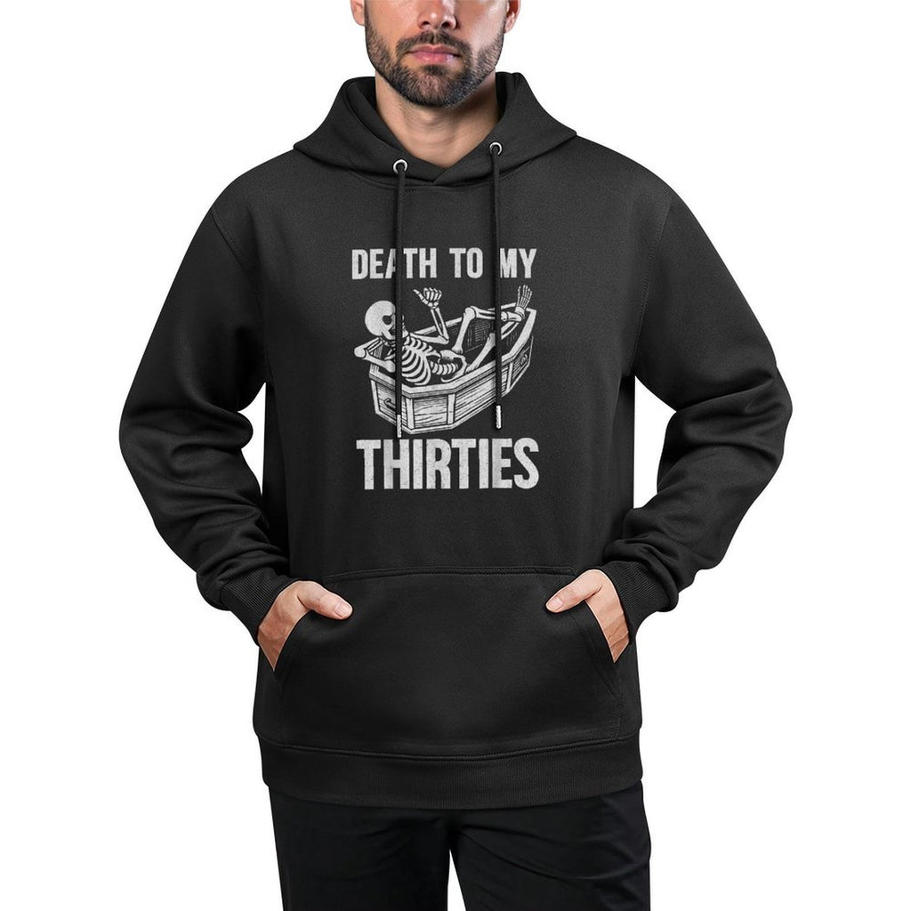Death to My 30s, 40th Birthday Skeleton in Coffin Halloween Easy Care Hoodie