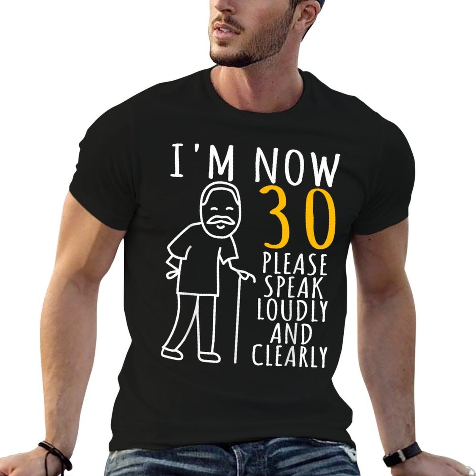 30th Birthday For Him  I&#39;m Now 30 Years Old  Cool BDay  Ribbed Collar T-Shirt