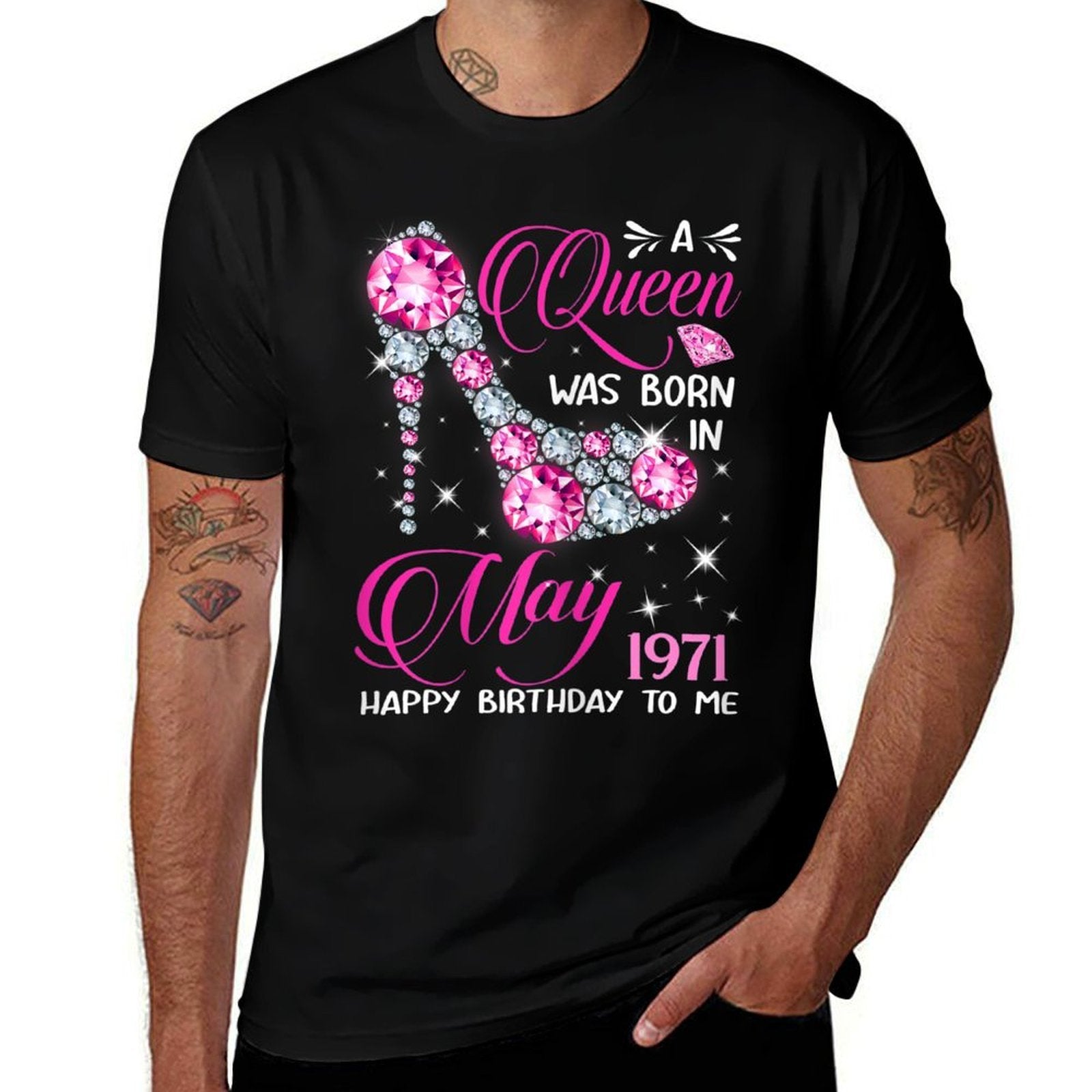 Queens Are Born in May 1971 Queens 50th Birthday For Girl  Heathered Texture T-Shirt