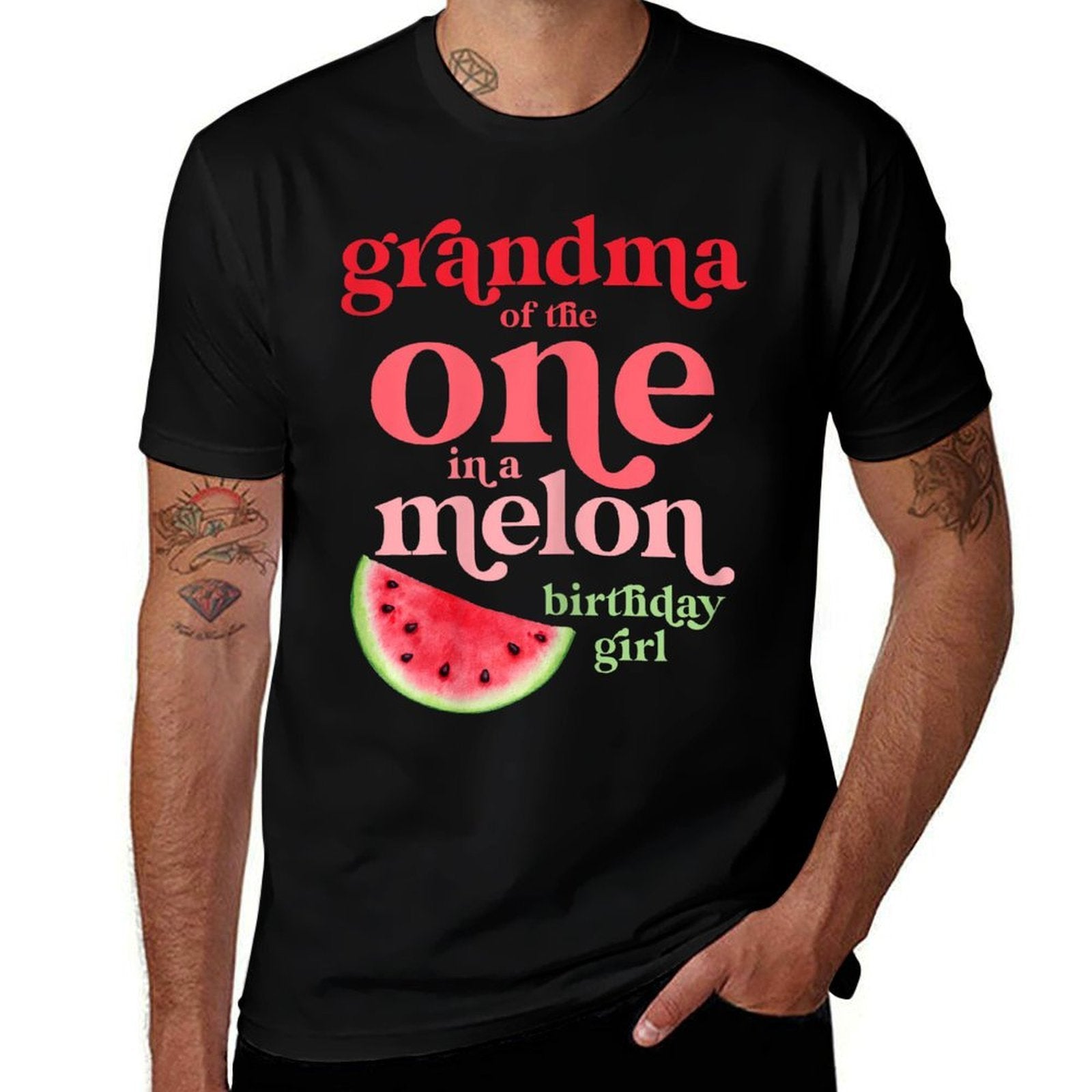 Grandma of The One In A Melon Birthday Girl Watermelon First  Affordable Price T-Shirt