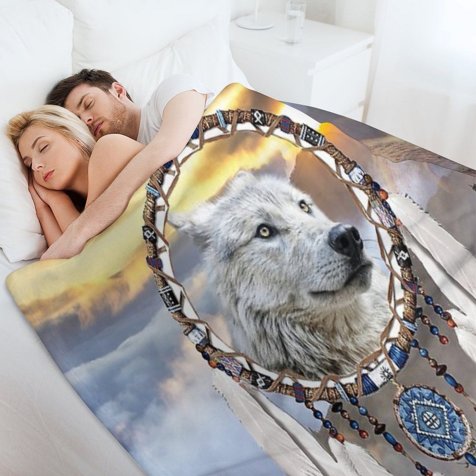 Wolf, Bear And Dream Catcher Anti-pilling Throw Blanket