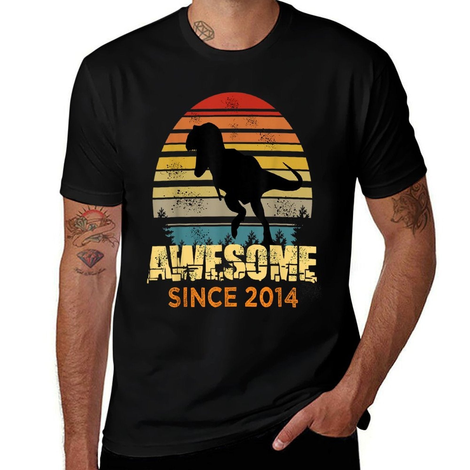 8th Birthday Dinosaur 8 Year Old Awesome Since 2014 Boys  Odor-resistant T-Shirt