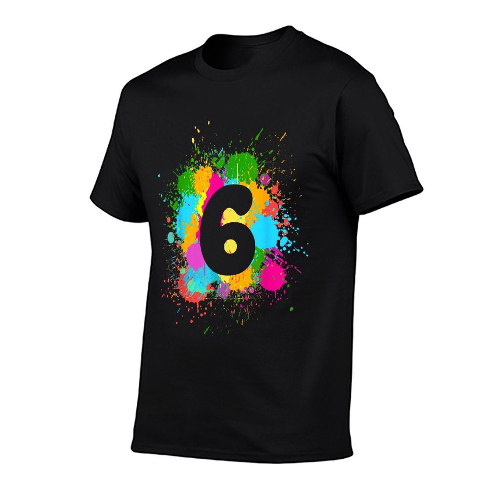 6 Years Old Birthday Colorful Paint Splashes Girls Boys  Easy-care T-Shirt