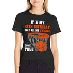 12 Year Old Happy 12th Birthday Basketball 12th Birthday  Wrinkle-resistant T-Shirt