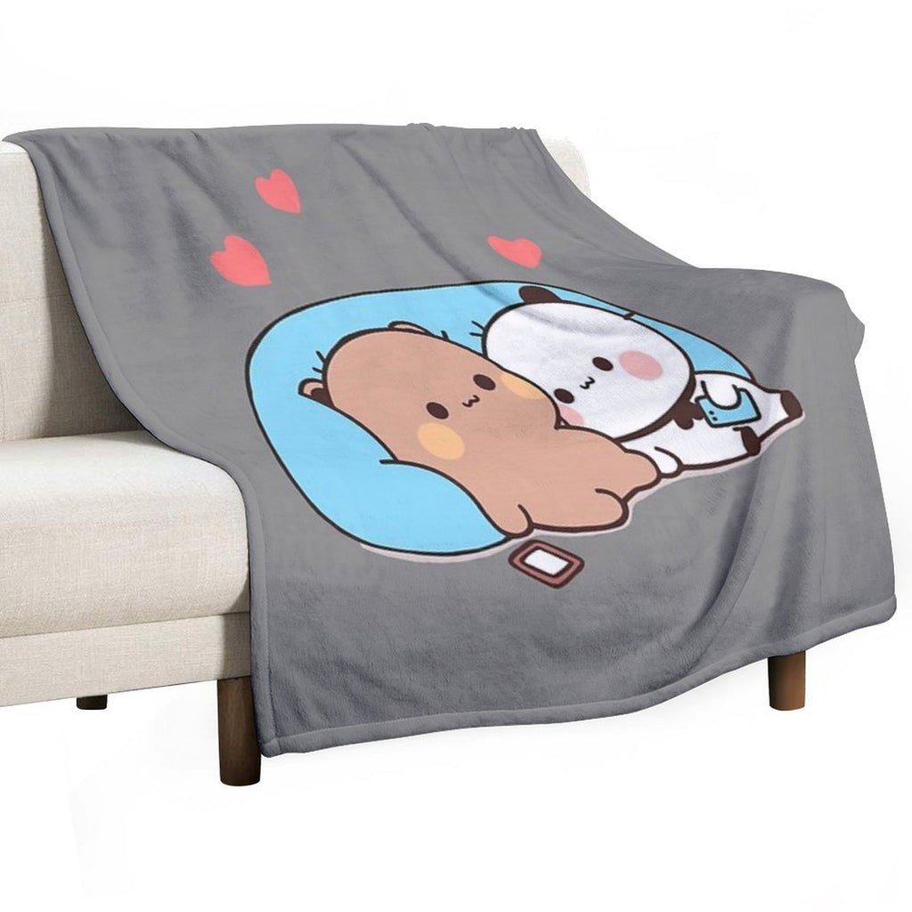 DuDu Bear And BuBu Panda’s Night Days❤️ Quick-dry Throw Blanket
