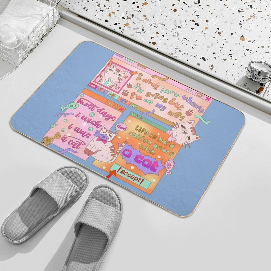 Cat Thoughts  Stain-Proof Bath Mat