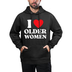 I Heart Older Women Red Heart I Love Older Women Funny Breathable Fabric Hoodie
