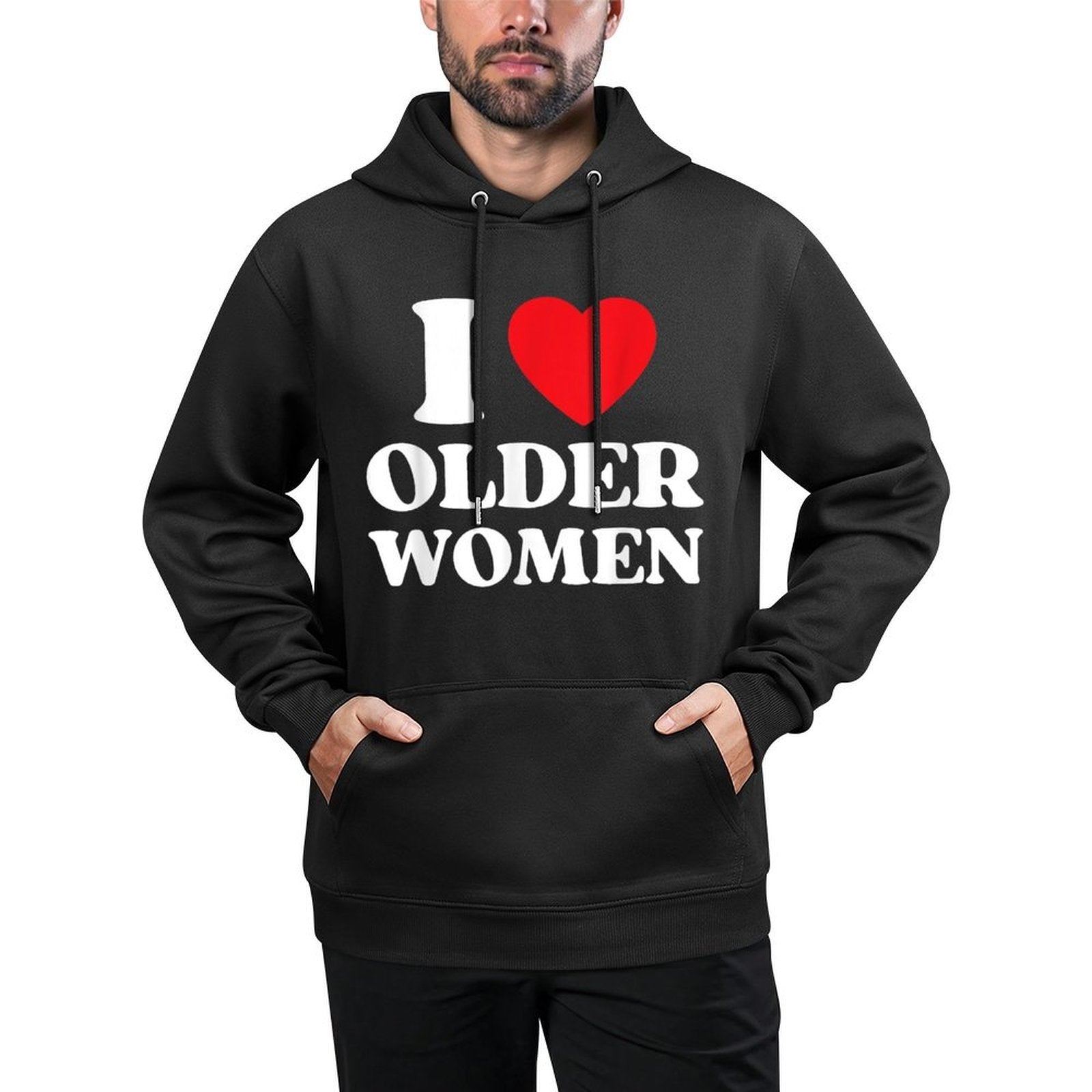 I Heart Older Women Red Heart I Love Older Women Funny Breathable Fabric Hoodie