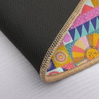 Sunny Patchwork with Aqua Blue  High-Traffic Bath Mat