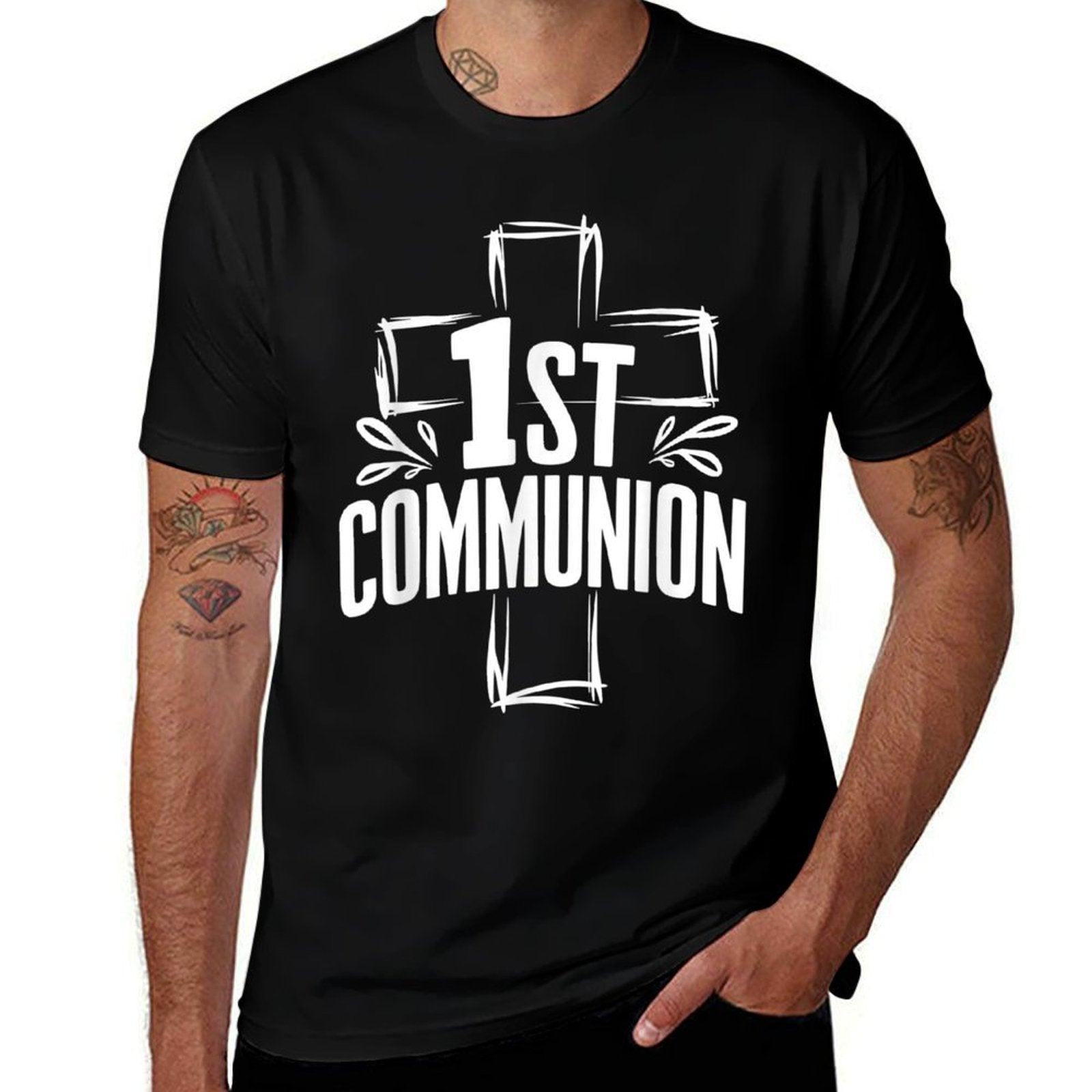 1st Communion  Rolled Sleeves T-Shirt