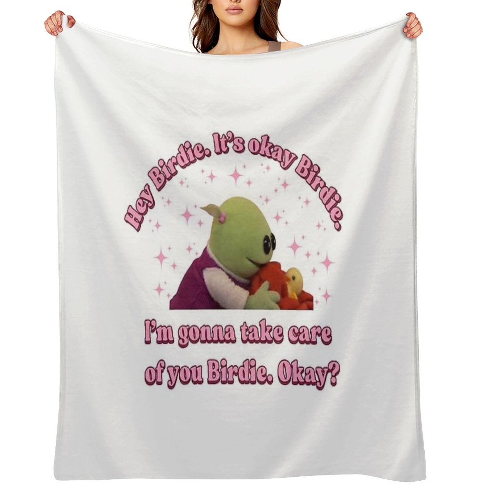 Nanalan Wonderful Girl It's Okay Birdie Eco-conscious Throw Blanket