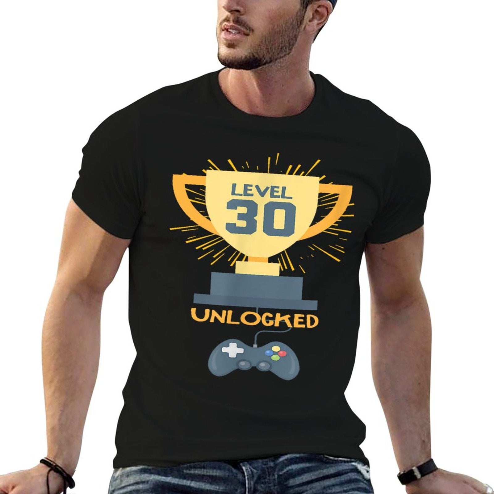 30th Birthday Gift 30 Year Old Level Up Gamer Tshirt  Stretchy T-Shirt