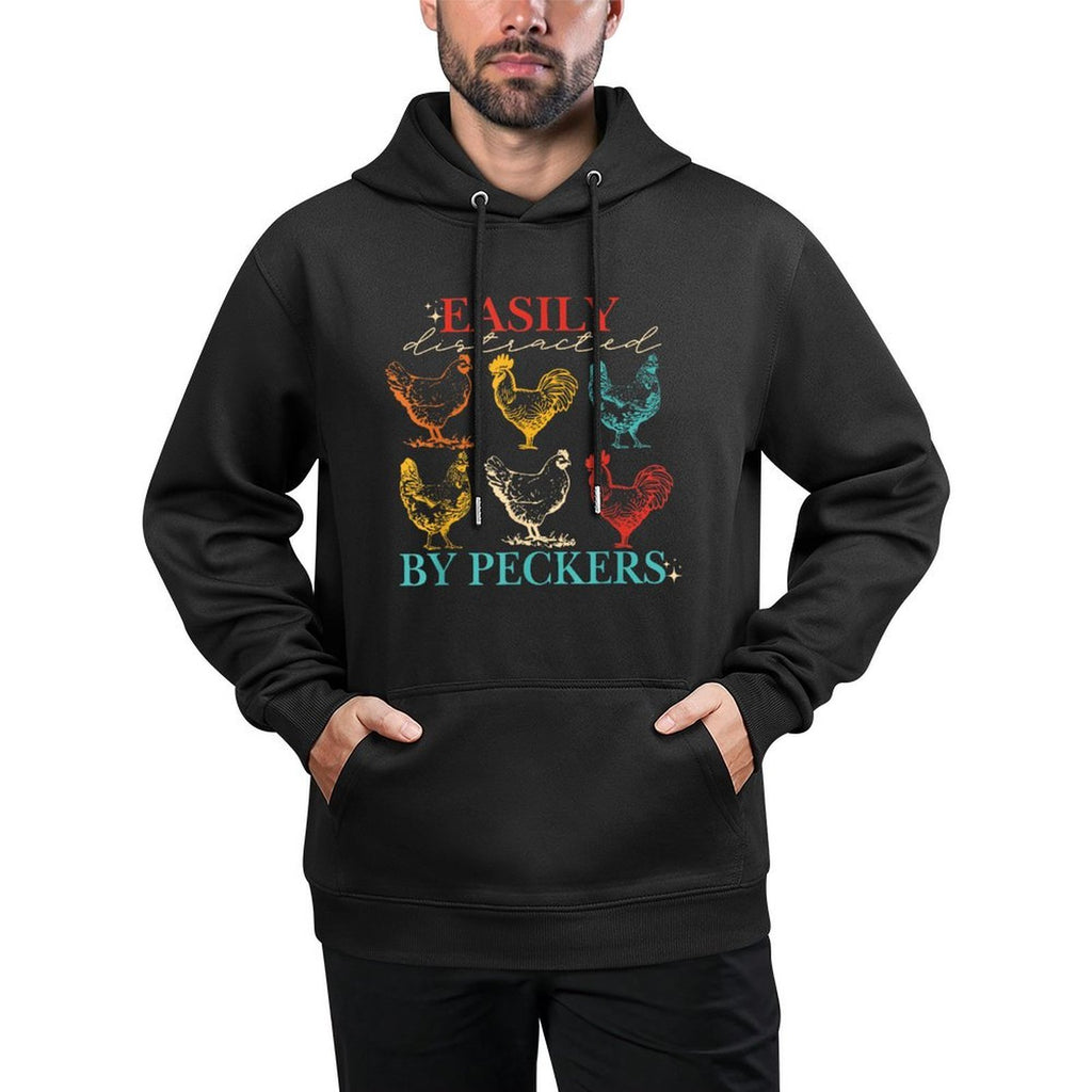 Easily Distracted By Peckers Chicken Vintage Design Machine Washable Hoodie
