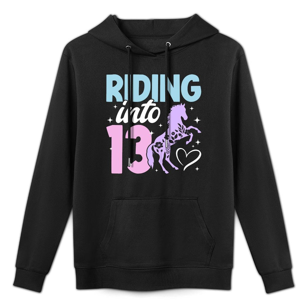 13th Horse Birthday Thirteen Year Old Girl Horses Birthday Casual Wear Hoodie