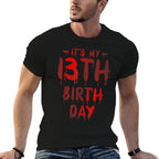 13 Year Oldnager Bday Funny Quote for Horror Movie Lover  Ribbed Collar T-Shirt